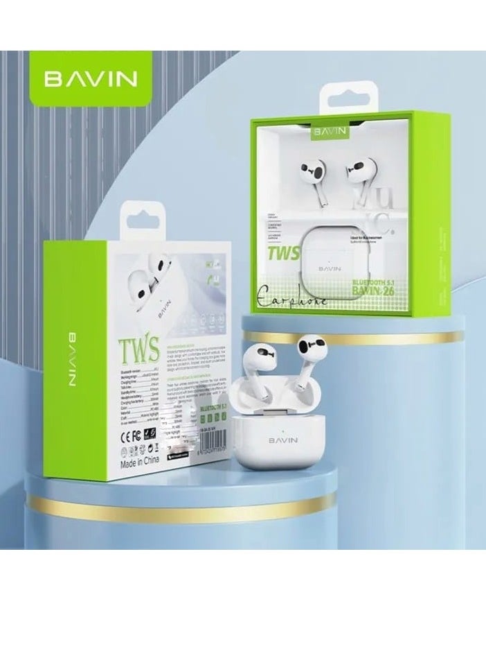 BAVIN BA26 TWS Wireless Earbuds Bluetooth5.1 White