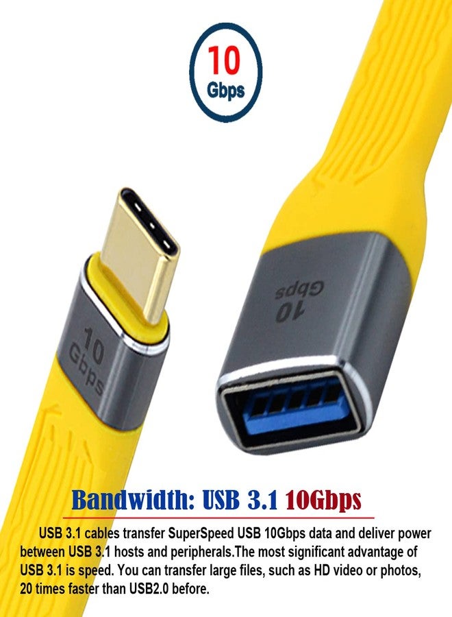 CY Yellow USB 3.1 Type C Male Host to USB3.0 Type AF OTG Flat Slim FPC Data Cable 13cm for Laptop Phone - Image 2