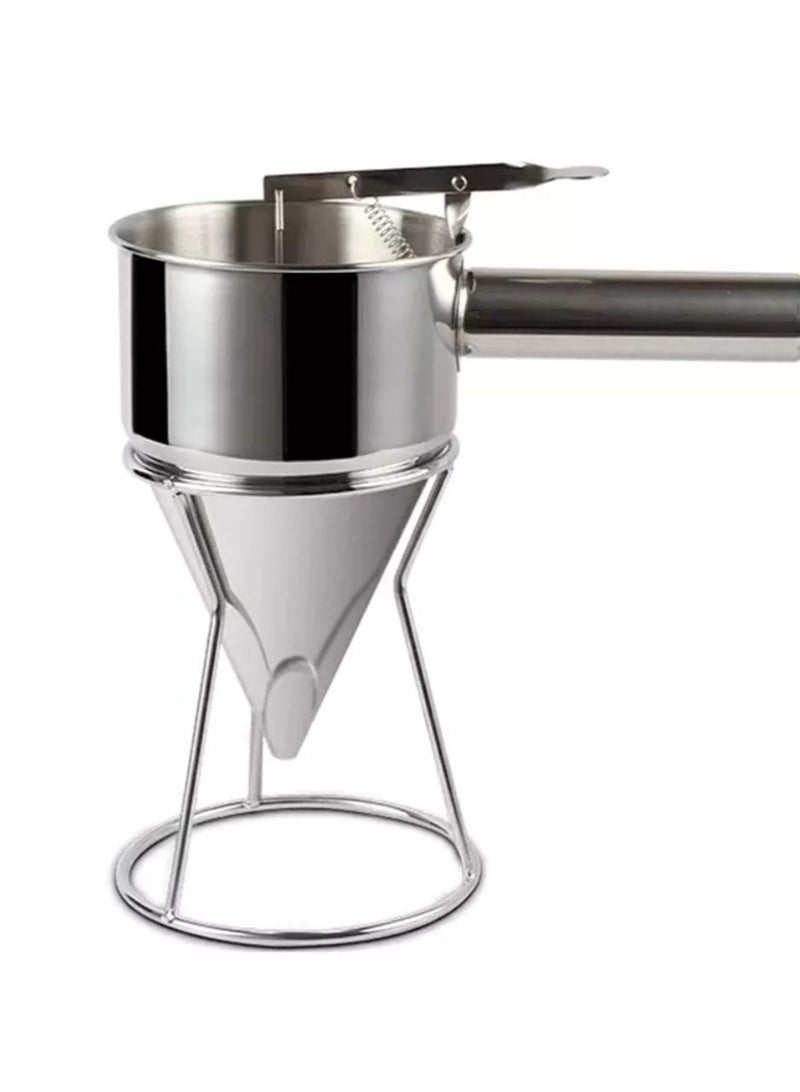 DLC Piston Funnel Stainless Steel Baking and Candy Funnel Cooking Tools with Rack for Home Kitchen Use - Image 2