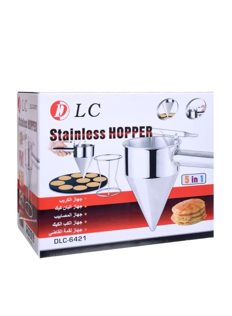 DLC Piston Funnel Stainless Steel Baking and Candy Funnel Cooking Tools with Rack for Home Kitchen Use - Image 1