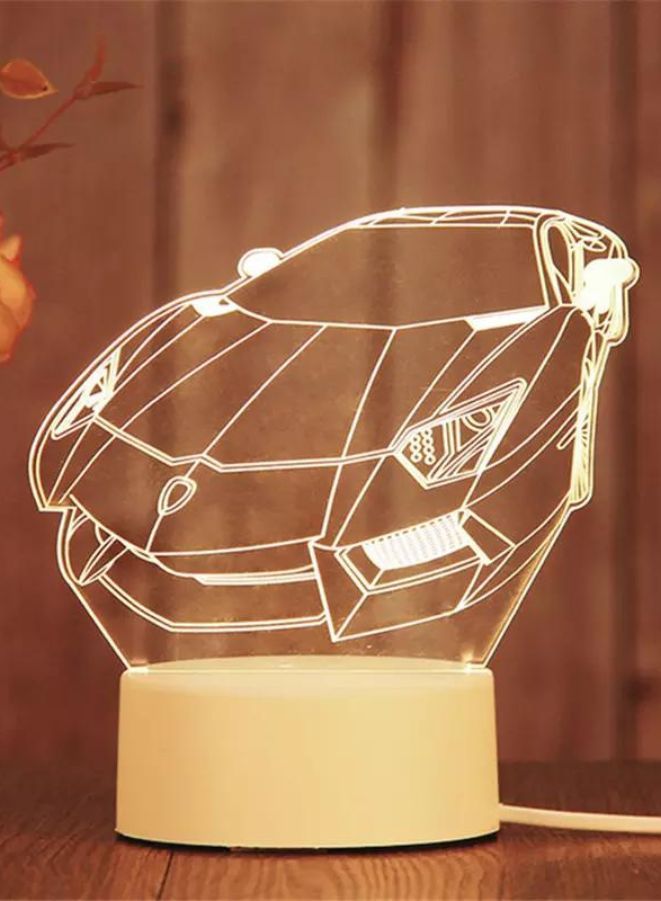 Fatio Sports Car 3D LED Acrylic Night Light | USB & Battery Powered Kids Bedroom Table Lamp | 20 x 20 x 11 cm - Image 1