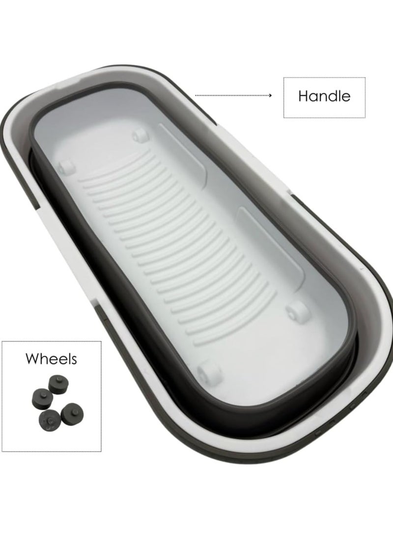 Collapsible Wash Basin, Plastic+TPR Buckets, Portable and Space Saving, Multi-Function Use, Large and High Capacity (Large Grey) - Image 2