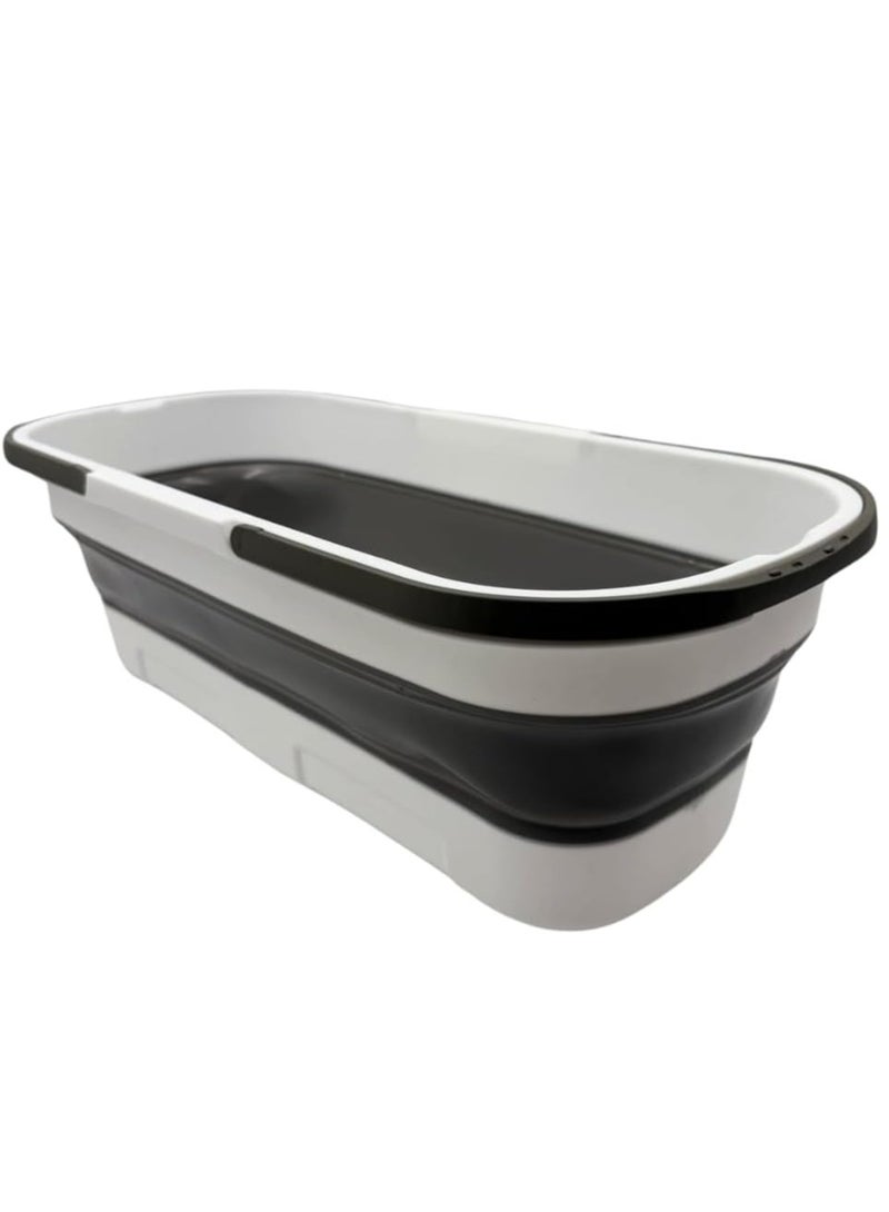 Collapsible Wash Basin, Plastic+TPR Buckets, Portable and Space Saving, Multi-Function Use, Large and High Capacity (Large Grey) - Image 3