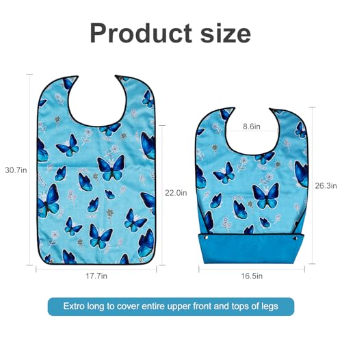 VOPHIA 3 Pack Adult Bibs for Women Washable Bib Reusable Waterproof Clothing Protector with Optional Crumb Catcher (Butterfly) - Image 2