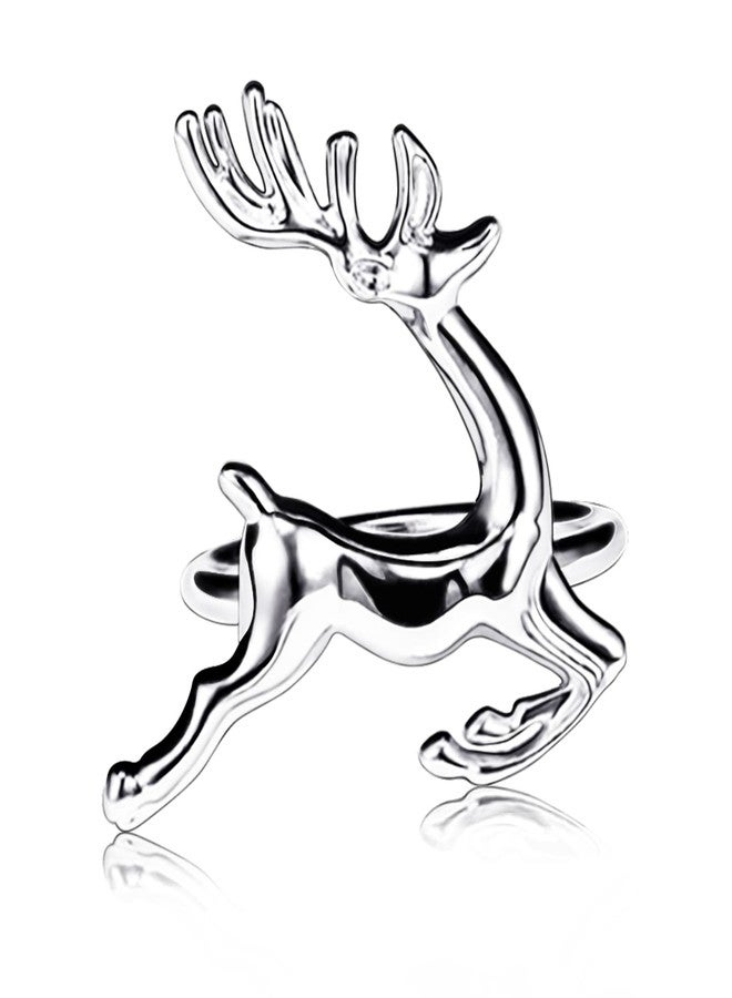 Legigo Set of 8 Christmas Deer Napkin Rings Set- Sliver Deer Xmas Napkin Ring Holders for Cloth Napkins, Christmas Holiday Party Dinner Table Decoration - Image 1