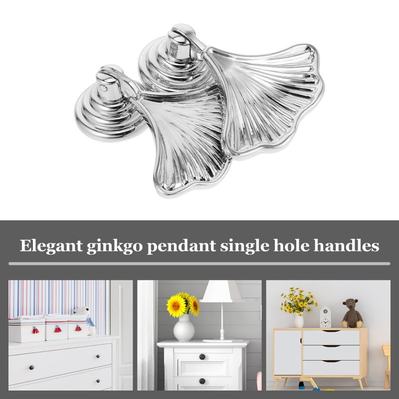2pcs Zinc Alloy Single Hole Pull Handles Ginkgo Leaf Design For Cabinet Drawer Wardrobe Kitchen Furniture - Image 4