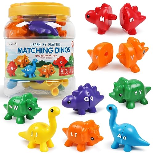 USATDD Matching Letters Dinosaur Toy DoubleSided ABC Letters Dinosaur Match Game Preschool Fine Motor Toy with Uppercase Lowercase Alphabet Educational Learning Toys for Toddlers Boys Girls - Image 1