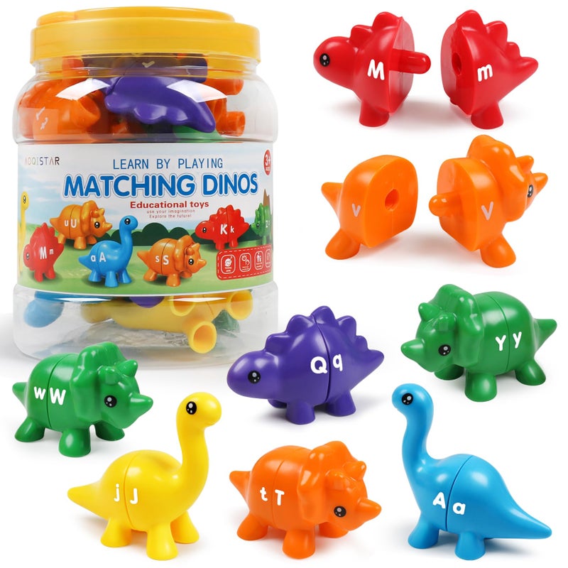 USATDD Matching Letters Dinosaur Toy DoubleSided ABC Letters Dinosaur Match Game Preschool Fine Motor Toy with Uppercase Lowercase Alphabet Educational Learning Toys for Toddlers Boys Girls - Image 3