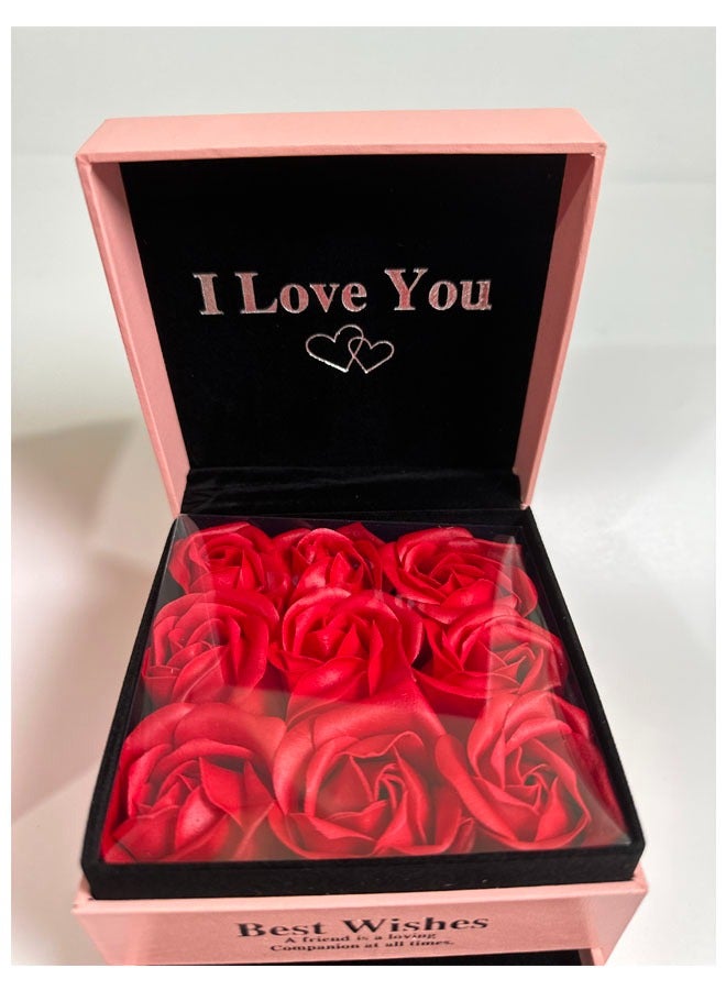 Drawer Design Gift Box With 9 Roses - Image 4