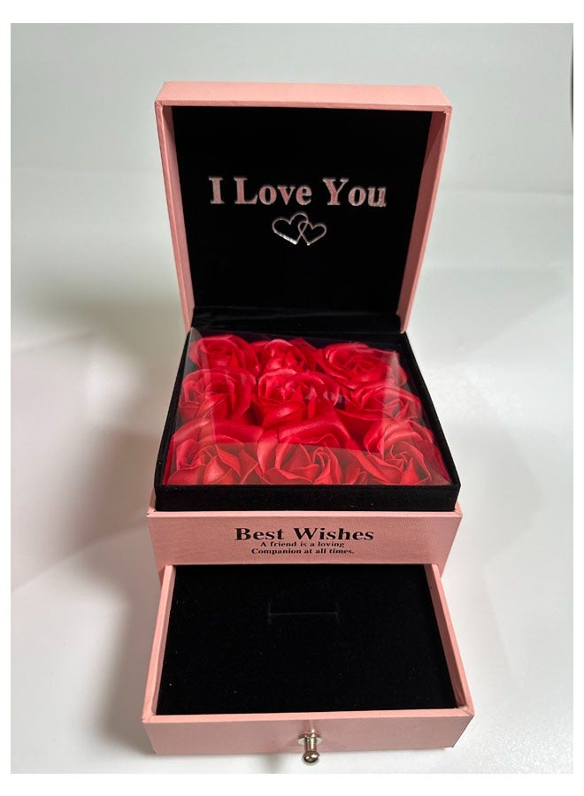 Drawer Design Gift Box With 9 Roses - Image 2
