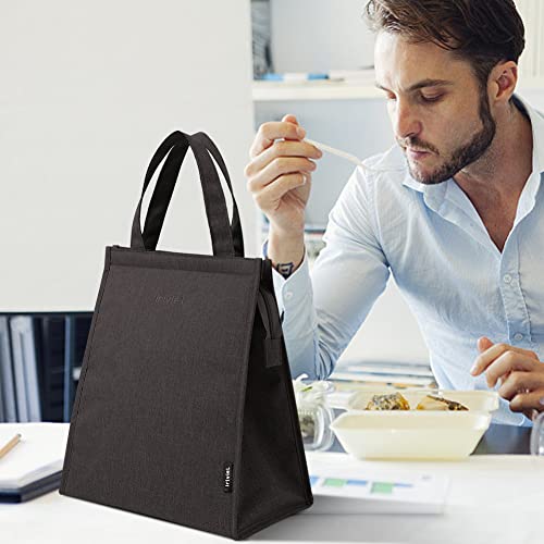 iriviel Black Lunch Bag for Men - Lunch Bag with Zipper Tote Bag for Women Simple Lunch Box Reusable Insulated - Image 4