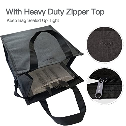 iriviel Black Lunch Bag for Men - Lunch Bag with Zipper Tote Bag for Women Simple Lunch Box Reusable Insulated - Image 5