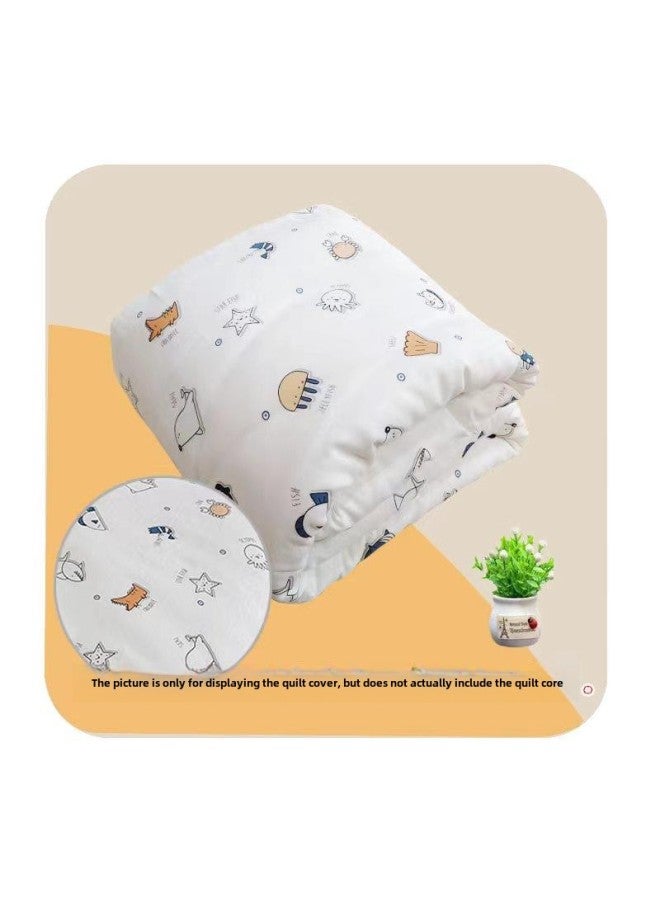 # غطاء لحاف للأطفال الرضع، غطاء لحاف من القطن برسوم كرتونية للأطفال، غطاء لحاف لحقيبة الأطفال حديثي الولادة، غطاء لحاف للأطفال، بطانة من القطن - اللون: أبيض، عالم تحت الماء (غطاء لحاف قطني بشعور السحابة) - المواصفات: 90 × 90 سم - Image 1