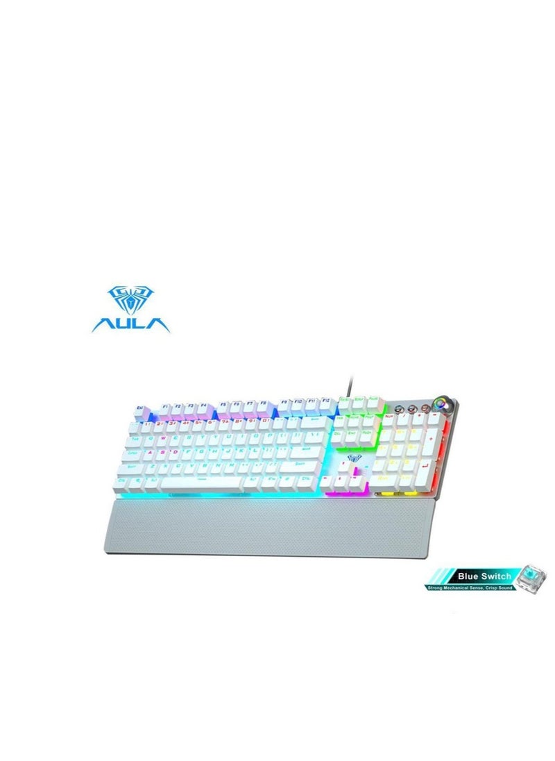 AULA - Aula F2058 Full Mechanical Gaming Keyboard With Rainbow Backlit LED - Blue Switches |Arabic/English - Image 1