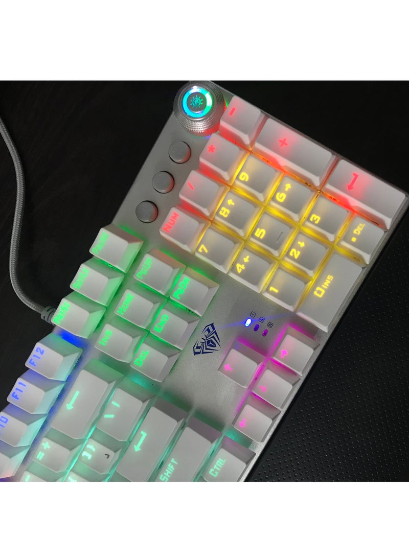 AULA - Aula F2058 Full Mechanical Gaming Keyboard With Rainbow Backlit LED - Blue Switches |Arabic/English - Image 1
