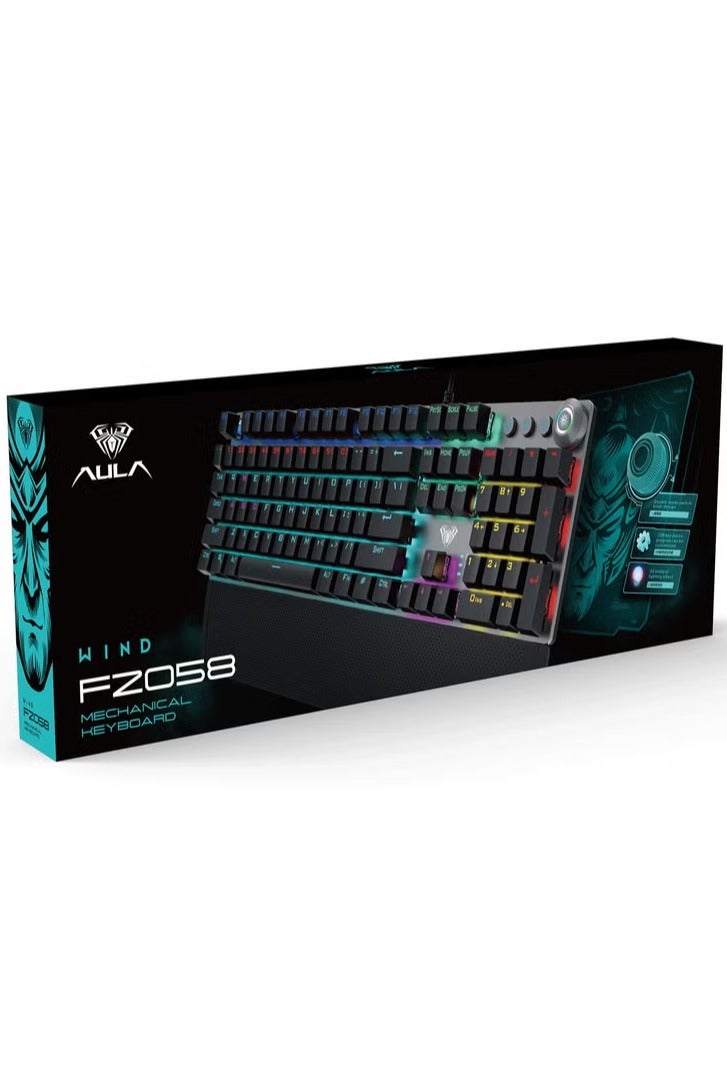 AULA Aula F2058 Full Mechanical Gaming Keyboard With Rainbow Backlit LED - Blue Switches |Arabic/English - Image 1