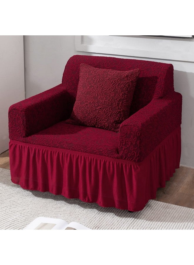 Hokipo Elastic Stretchable Sofa Frill Cover For 1 Seater (Ar-4646-J1) - Red - Image 3