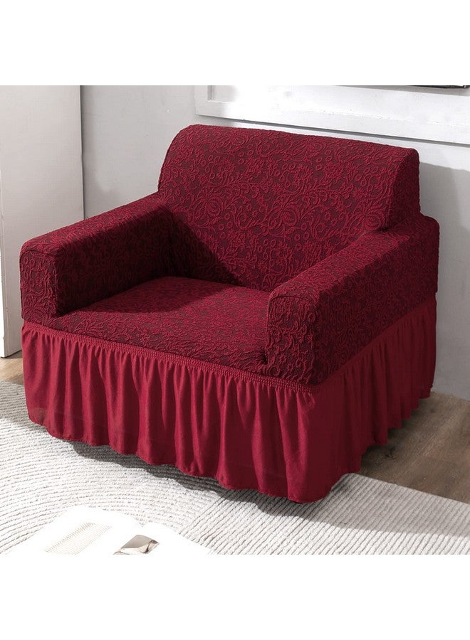 Hokipo Elastic Stretchable Sofa Frill Cover For 1 Seater (Ar-4646-J1) - Red - Image 1