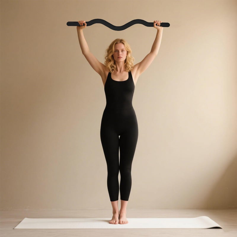 TOSAMC Weighted Workout EZ Curl Bar, 15LB Strength Training Bars, Soft Silicone Surface with Solid Steel Exercise Bar Barbell for Yoga,Pilates,Body Toning,and Strength Training (Khaki, small) - Image 2
