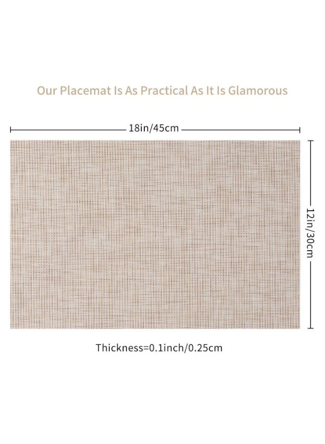 HOMESTAR Placemats Set of 8 Heat Resistant Non-Slip Place mats for Dining Table, Washable Durable PVC Vinyl Woven Table Mats Beige - Image 2