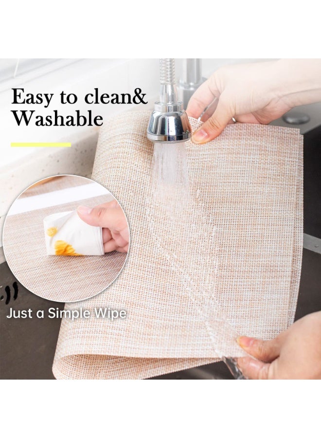 HOMESTAR Placemats Set of 8 Heat Resistant Non-Slip Place mats for Dining Table, Washable Durable PVC Vinyl Woven Table Mats Beige - Image 5