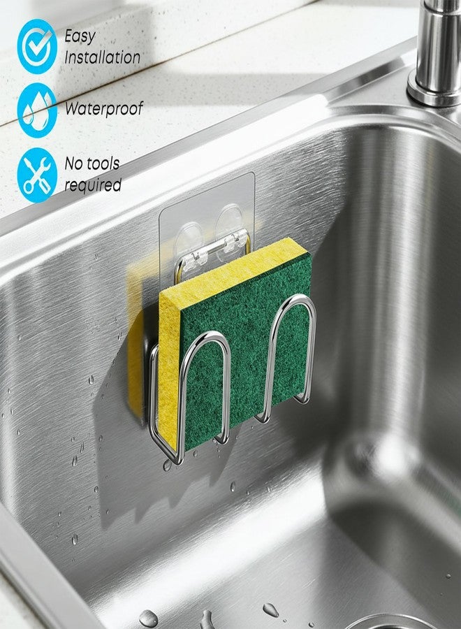 KESOL Kitchen Sponge Holder | Sink Caddy for Sponges, Scrubbers, Soap. No Drilling, Adhesive, Rustproof SUS304 Stainless Steel, Compact Kitchen Sink Accessories - Image 2