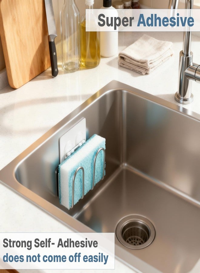 KESOL Kitchen Sponge Holder | Sink Caddy for Sponges, Scrubbers, Soap. No Drilling, Adhesive, Rustproof SUS304 Stainless Steel, Compact Kitchen Sink Accessories - Image 4