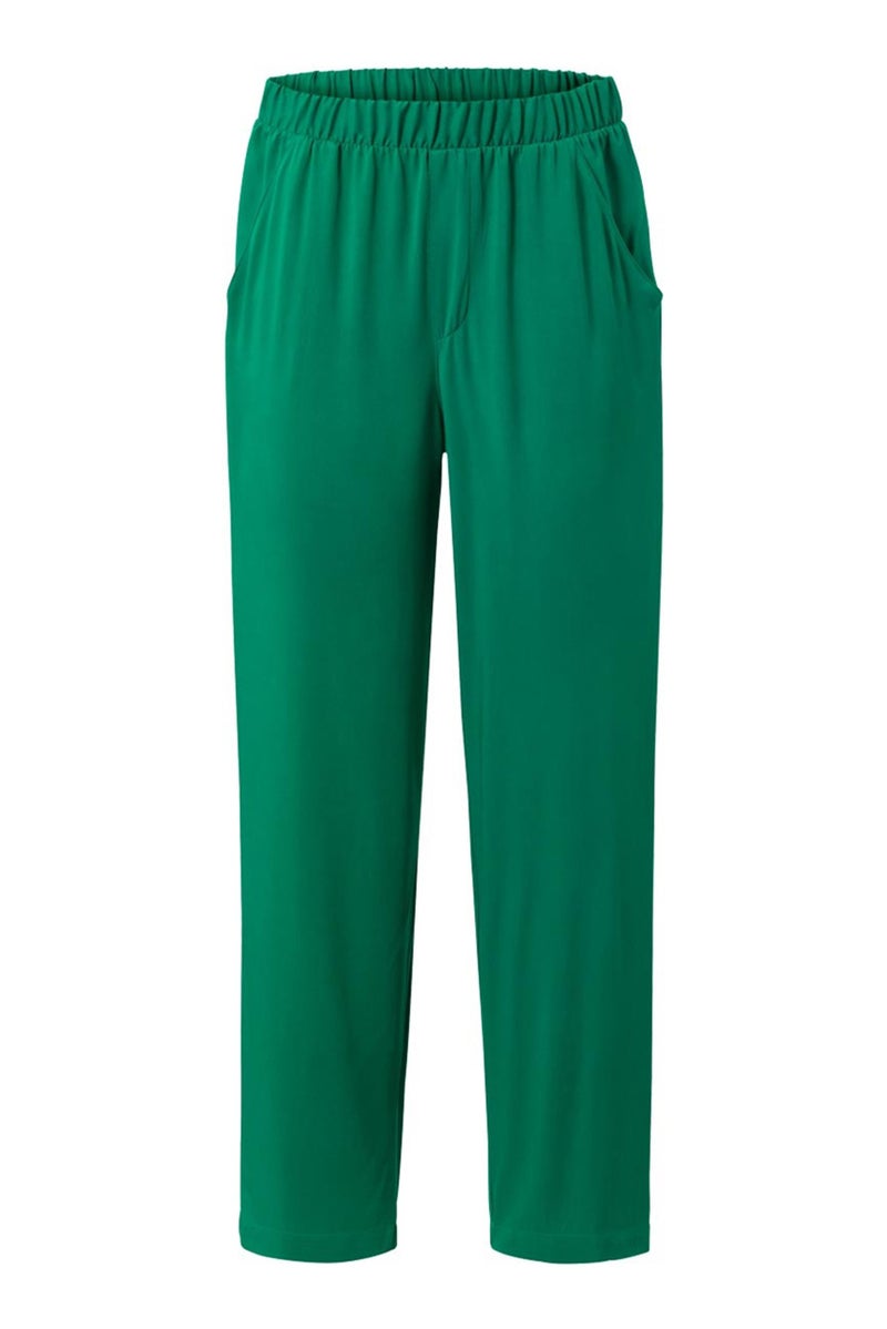 Tchibo Women Regular Fit Plain Palazzo Pants, Green - Image 3