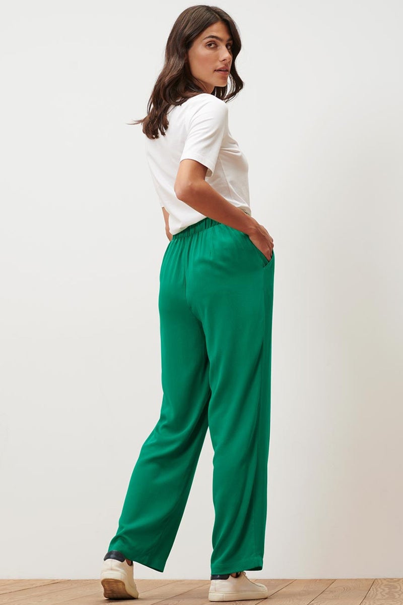 Tchibo Women Regular Fit Plain Palazzo Pants, Green - Image 2
