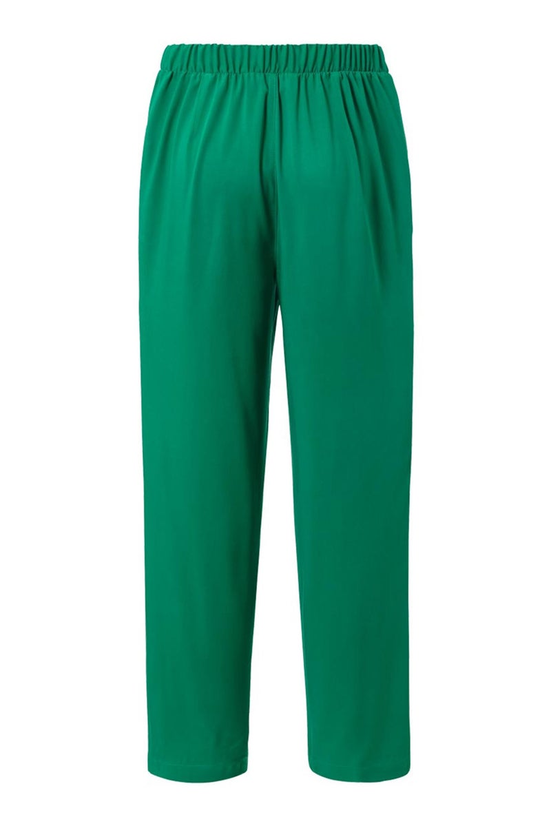 Tchibo Women Regular Fit Plain Palazzo Pants, Green - Image 4