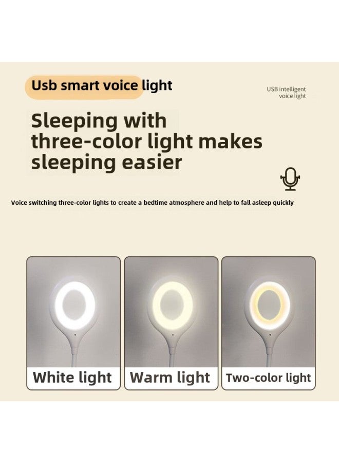 USB Plug-in Energy-saving Night Light Baby Voice Control Eye Protection Children Sleep With Voice Control Bedside Bedroom Sleep Light-Color:Curved Night Light  - Image 4