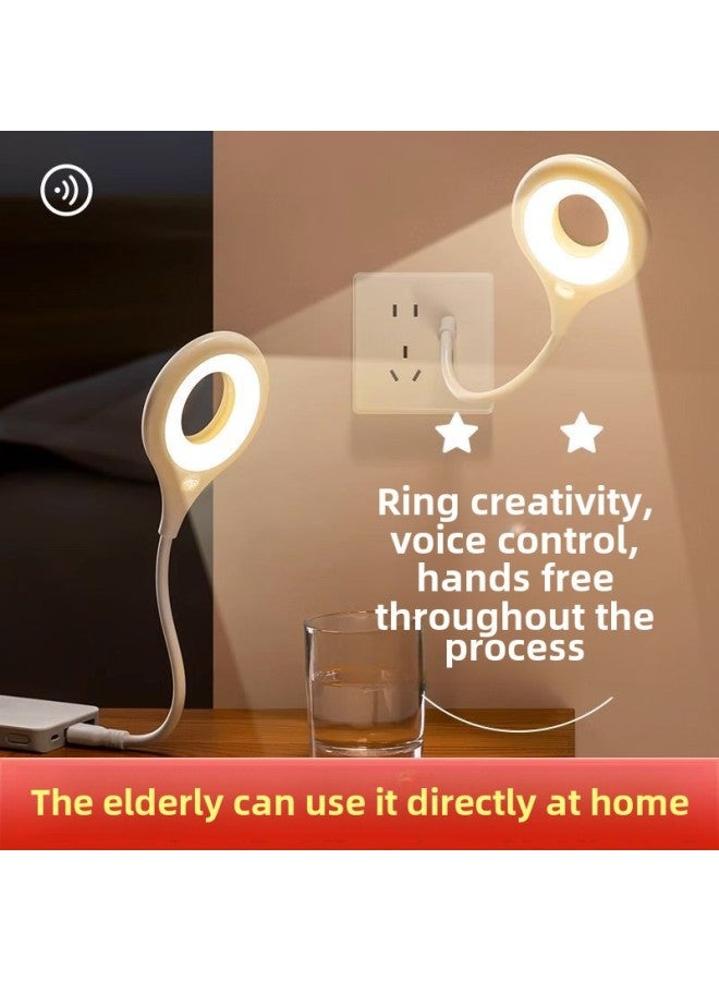 USB Plug-in Energy-saving Night Light Baby Voice Control Eye Protection Children Sleep With Voice Control Bedside Bedroom Sleep Light-Color:Curved Night Light  - Image 1