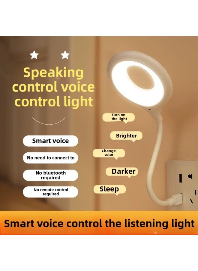 USB Plug-in Energy-saving Night Light Baby Voice Control Eye Protection Children Sleep With Voice Control Bedside Bedroom Sleep Light-Color:Curved Night Light  - Image 2