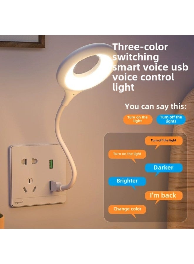 USB Plug-in Energy-saving Night Light Baby Voice Control Eye Protection Children Sleep With Voice Control Bedside Bedroom Sleep Light-Color:Curved Night Light  - Image 3