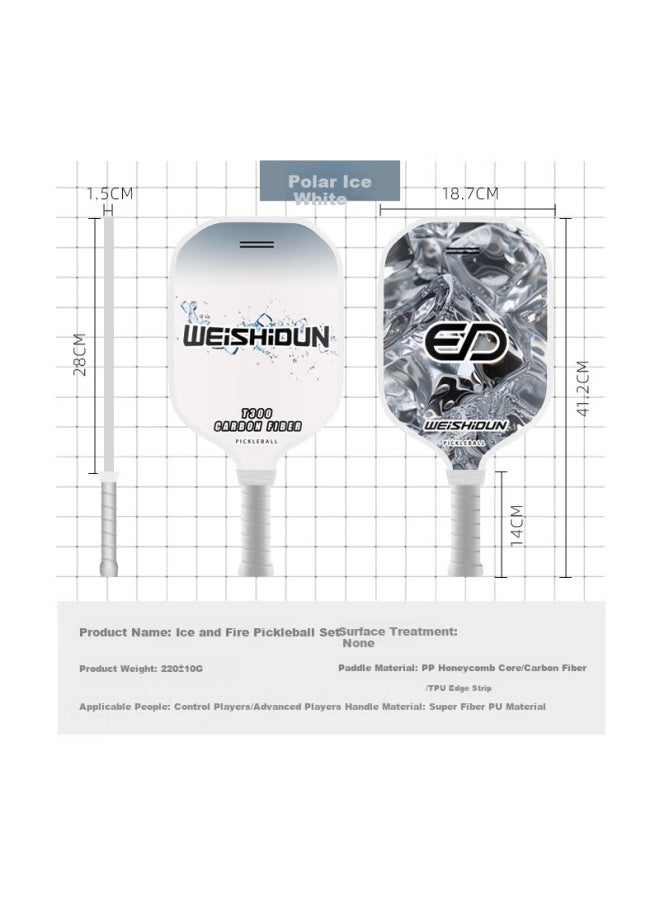 Weishidun Pickleball Paddle Ice And Fire Set Carbon Fiber T300 Indoor Outdoor Sports Equipment - Image 2