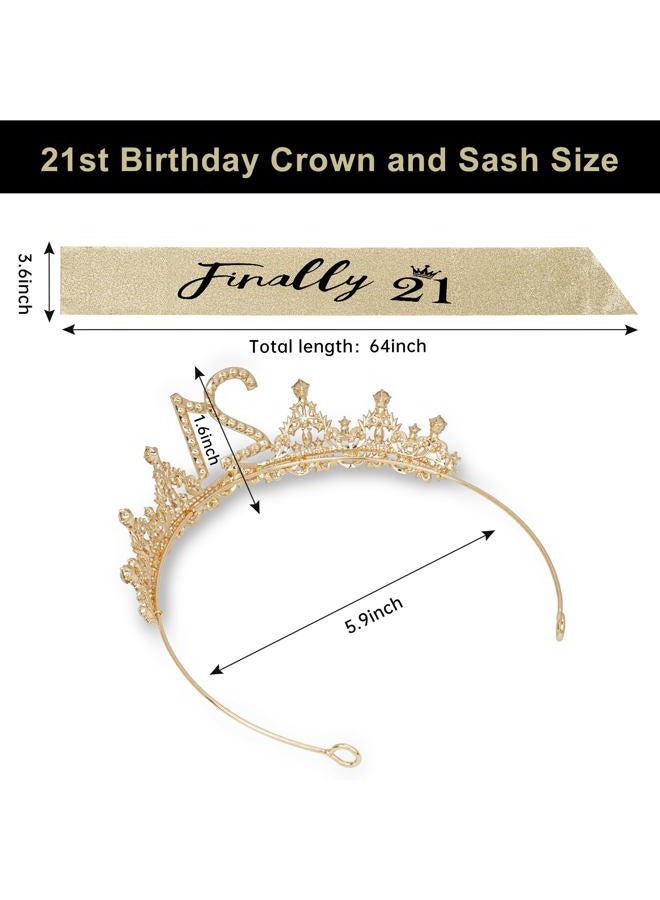 Uiorgui 21st Birthday Crown and Sash for Women, 21 Tiara, Black Gold 21st Birthday Decorations for Her 21 Year Old Gifts Party Favors for Girls - Image 2