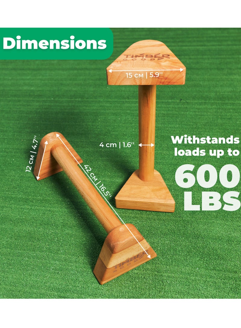 Timbergood Triangular Parallettes 42×12 cm - Premium Beech Wood, Non-Slip, High Load Capacity, Perfect for Fitness, Yoga, and Outdoor Training - Image 1
