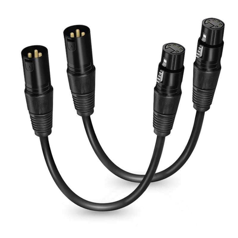 HOSONGIN 3 Pin XLR Male to 5 Pin XLR Female DMX Adapter Cable for Microphone DMX DMX512 Stage Lighting Turnaround, Length 12 inch /1 Foot, 2 Pack - Image 1