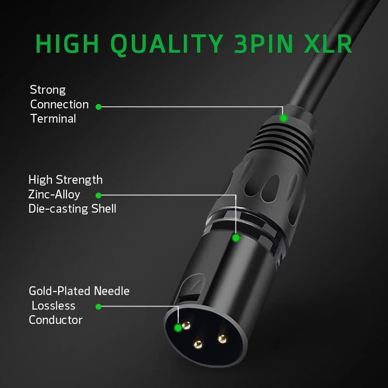 HOSONGIN 3 Pin XLR Male to 5 Pin XLR Female DMX Adapter Cable for Microphone DMX DMX512 Stage Lighting Turnaround, Length 12 inch /1 Foot, 2 Pack - Image 3