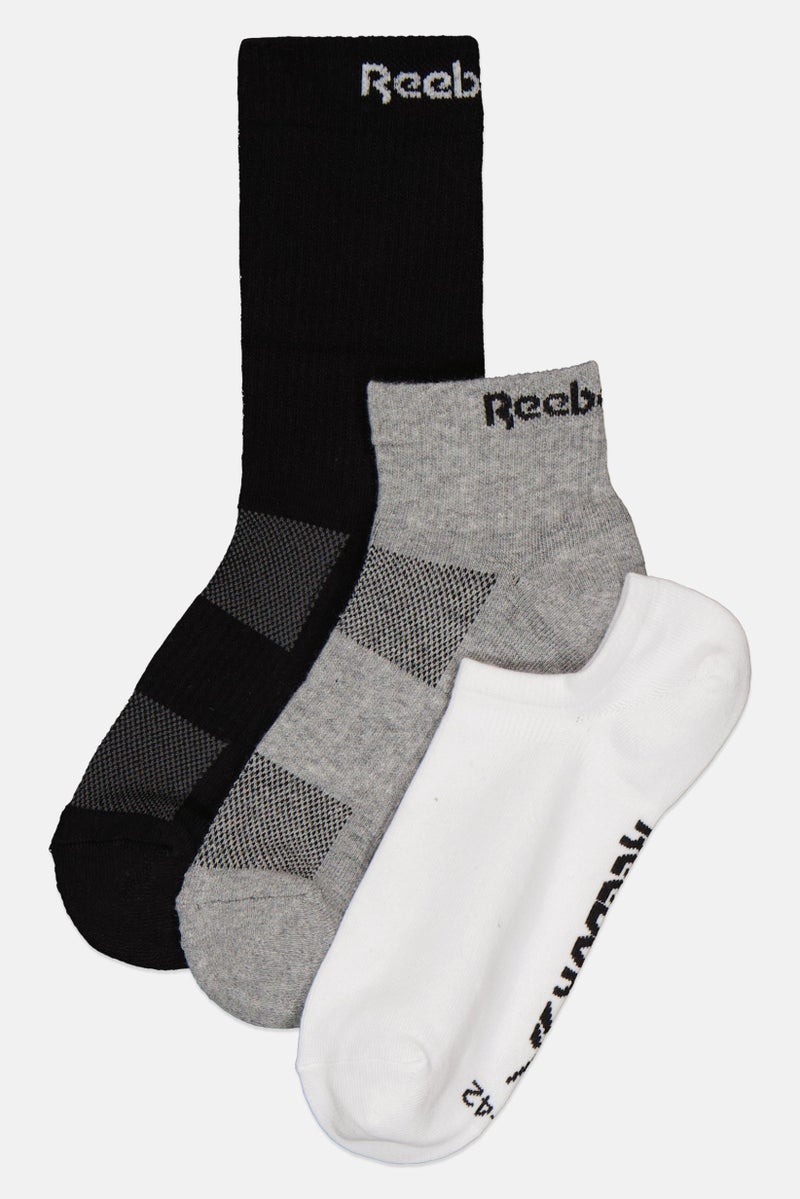 Reebok Men 3 Pairs Crew Ankle And ivisible Socks Set, Multicolor - Image 1