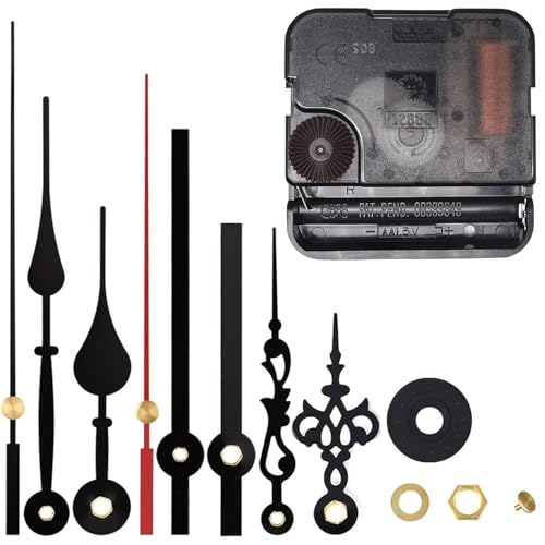 EMOON High Torque 12888 Clock Movement Mechanism with 3 Pairs of Hands, Silent Sweep Quartz Clock Motor Kit for Clock Repair DIY Replacement (Total Shaft Length 5/8 in, Black) - Image 1