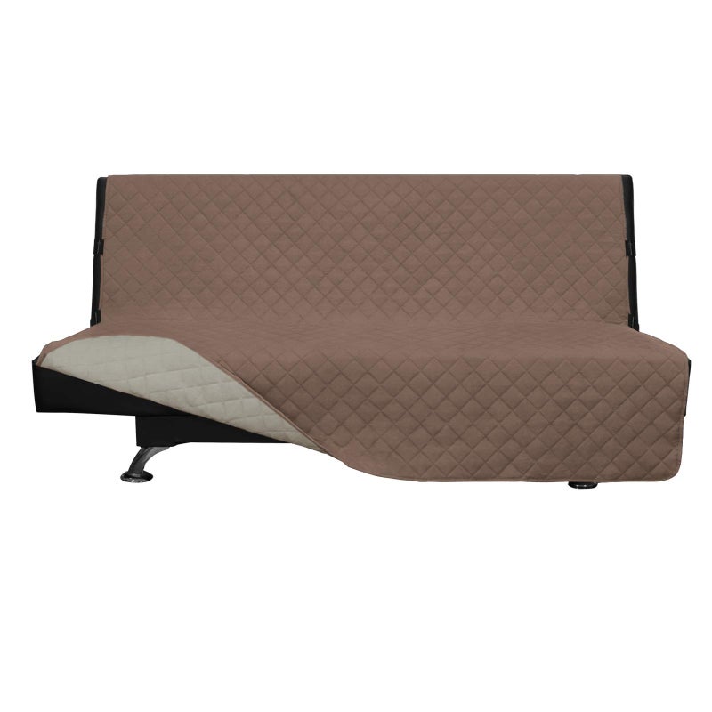 Easy-Going EasyGoing Futon Slipcover  Reversible Armless Sofa Cover  Furniture Protector  Water Resistant  Pets  Kids BrownBeige 