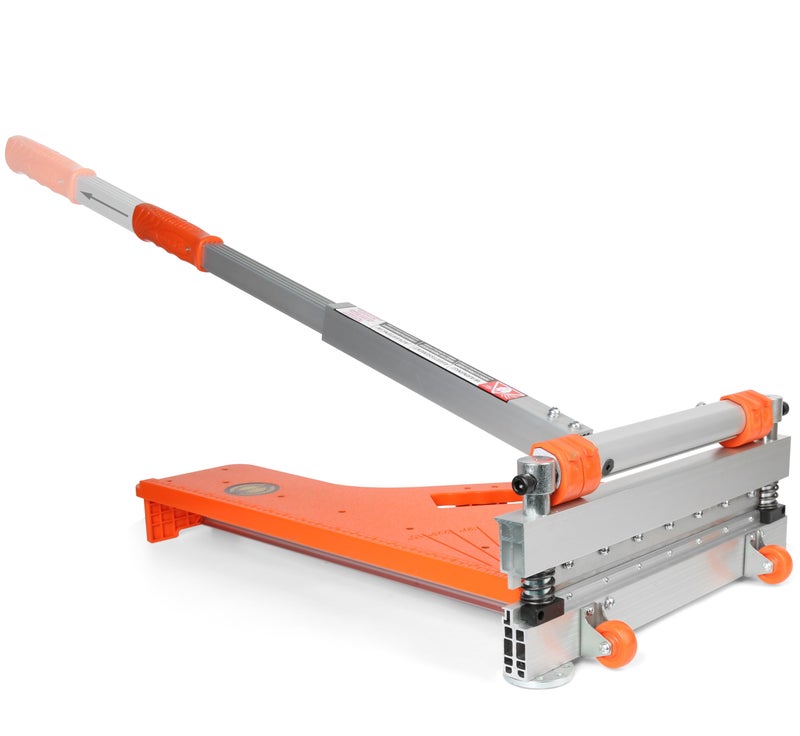 CUTTEREX 13" Pro.Floor Cutter-No Dust,No Noise,No Electricity. Multi-Angle Cuts for Laminate,Vinyl,Wood & More,Pro. ALU Long Leverage Handle,Longlife HSS Blade,Safe & Easy to Use! Orange & Wheeled - Image 1
