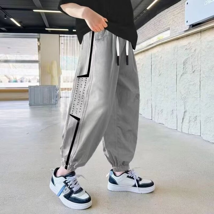 Boys' Quick-Drying Sports Pants Boys' Korean-Style Thin Summer Anti-Mosquito Pants Big Children'S Ice Silk Casual Pants - Image 1