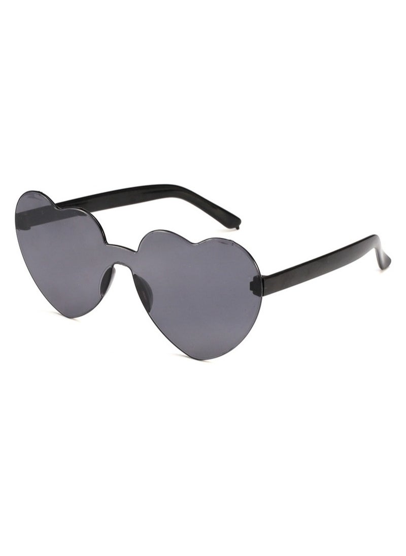 Laravel 2 Packs - Heart Shaped Sunglasses Love Rimless, Candy Color Retro Clear Lens Sunglasses Eyewear for Fancy Dress Accessory Party Cosplay Love Gift Valentines Day Valentines Gift - 1 Pack of Black and 1 Pack of Red  - Image 3