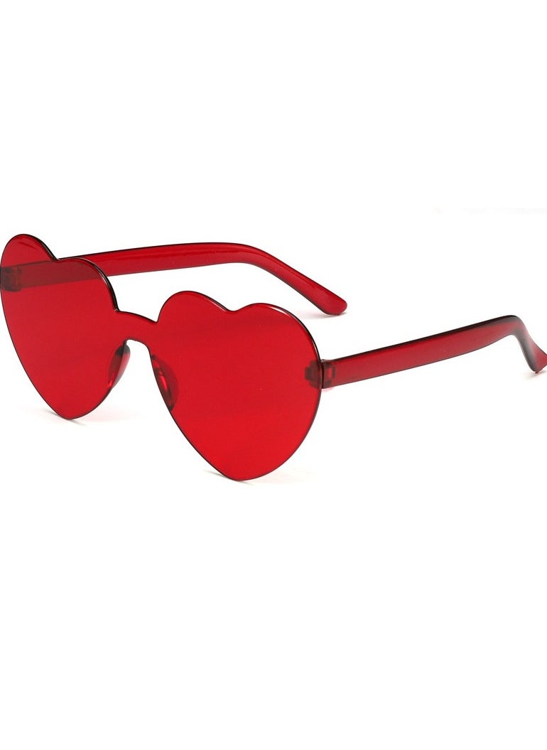 Laravel 2 Packs - Heart Shaped Sunglasses Love Rimless, Candy Color Retro Clear Lens Sunglasses Eyewear for Fancy Dress Accessory Party Cosplay Love Gift Valentines Day Valentines Gift - 1 Pack of Black and 1 Pack of Red  - Image 4