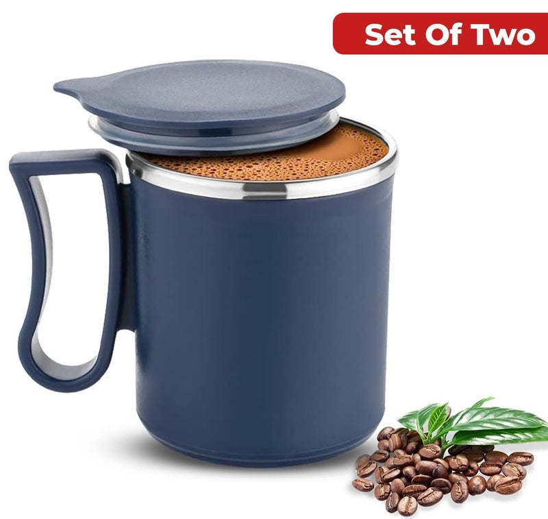PANCA Coffee Mug with Lid Insulated Stainless Steel for Tea Milk Mug Inner Stylist Double Wall Cup for Home Office Restaurant Use Gift Pack of 2 - Image 3