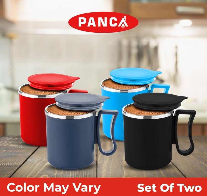 PANCA Coffee Mug with Lid Insulated Stainless Steel for Tea Milk Mug Inner Stylist Double Wall Cup for Home Office Restaurant Use Gift Pack of 2 - Image 2
