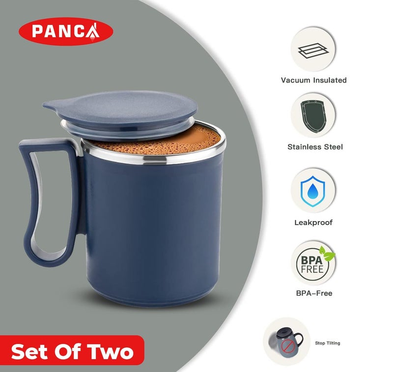 PANCA Coffee Mug with Lid Insulated Stainless Steel for Tea Milk Mug Inner Stylist Double Wall Cup for Home Office Restaurant Use Gift Pack of 2 - Image 4