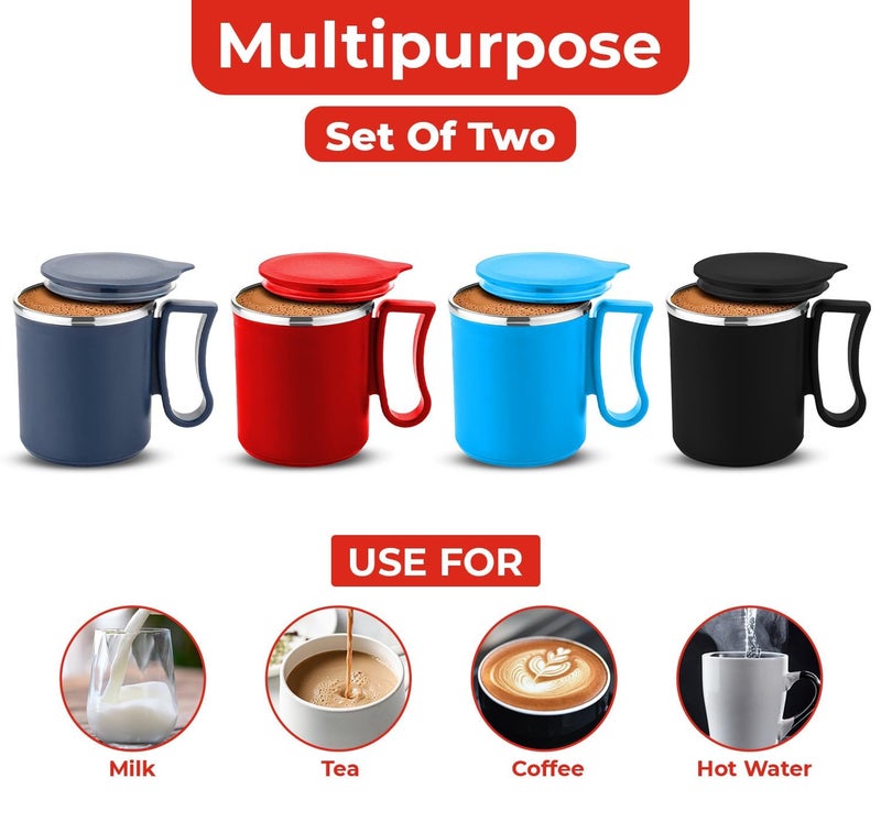 PANCA Coffee Mug with Lid Insulated Stainless Steel for Tea Milk Mug Inner Stylist Double Wall Cup for Home Office Restaurant Use Gift Pack of 2 - Image 5